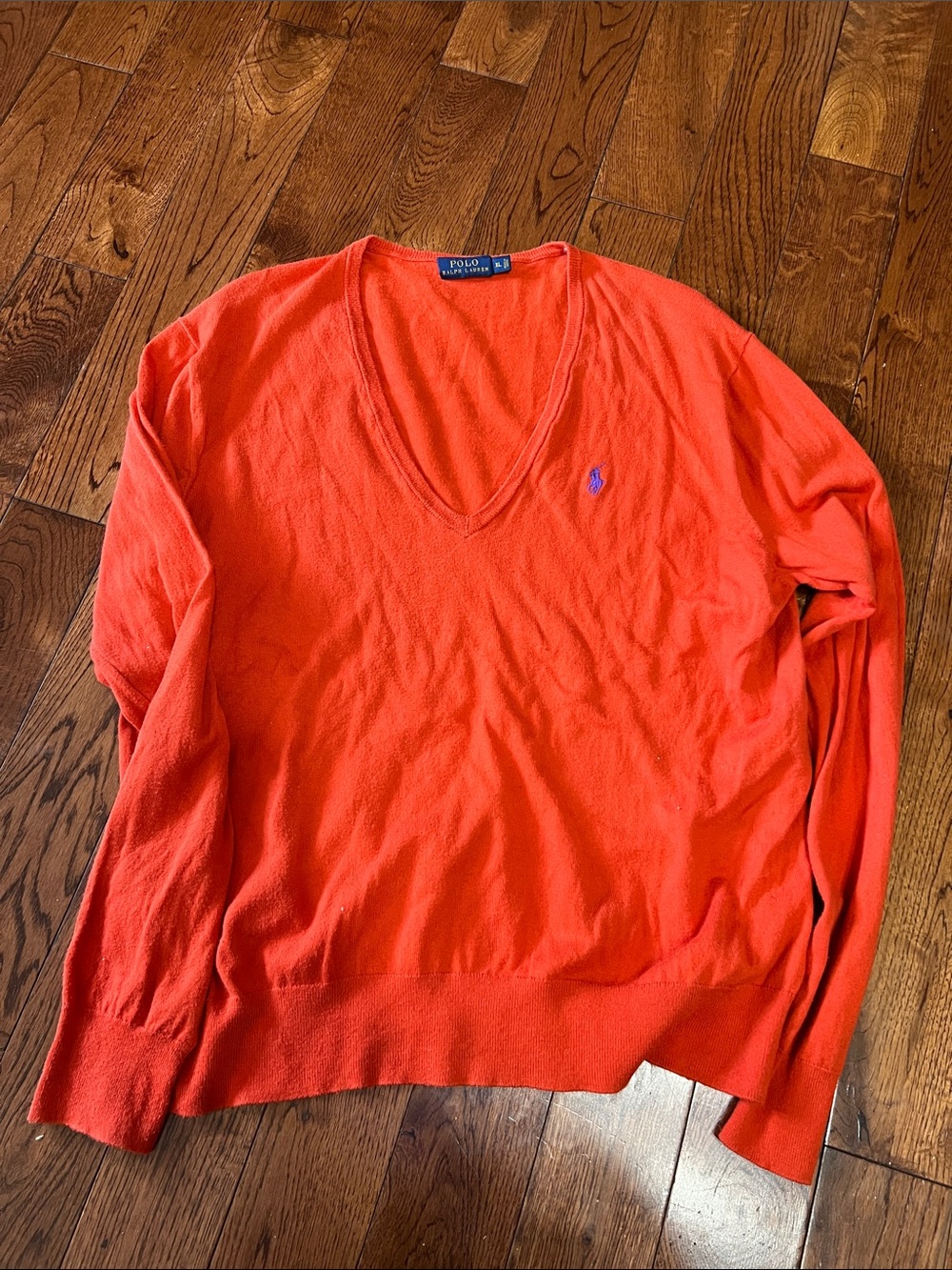 Polo by Ralph Lauren Orange Knit Crew with Embroidered Pony